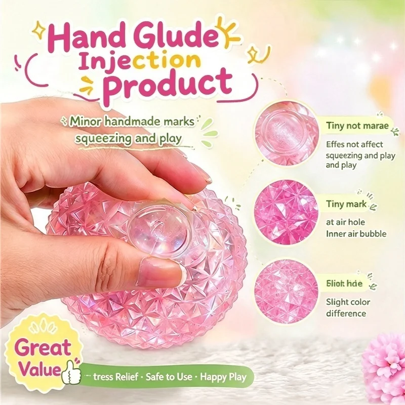 Diamond Spiky Maltose Squishy Sensory Toy Squeeze Slow Rebound Stress Ball Anti‑Anxiety Fidget Toy For Autism ADHD Vent Relax