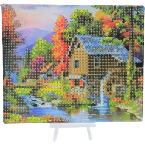 Hobigun Diamond Mosaic Table Diamond Painting Kit Puzzle-Water Mill 21 X25 cm