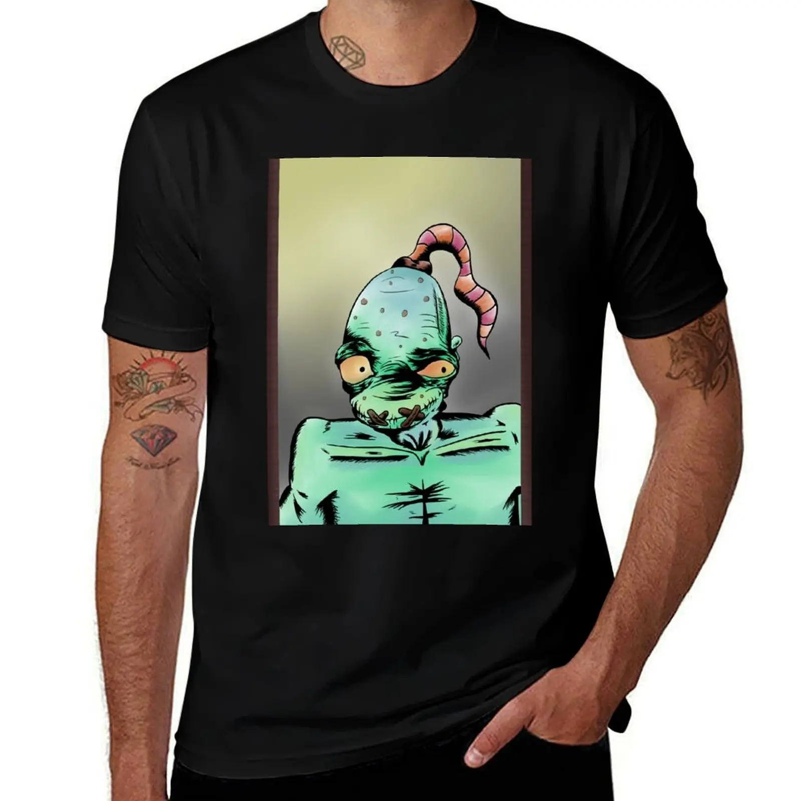 

Oddworld Abe T-Shirt Basic Plain Short Sleeve Crew Neck Tee
