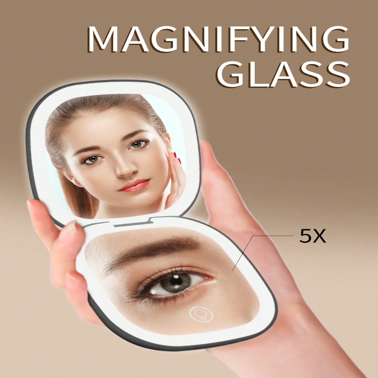 مرآة مكياج Led محمولة تضيء مرآة هدية مرآة مكياج مربعة الشكل مع ضوء هدايا عيد الحب لطيف سانت باتري