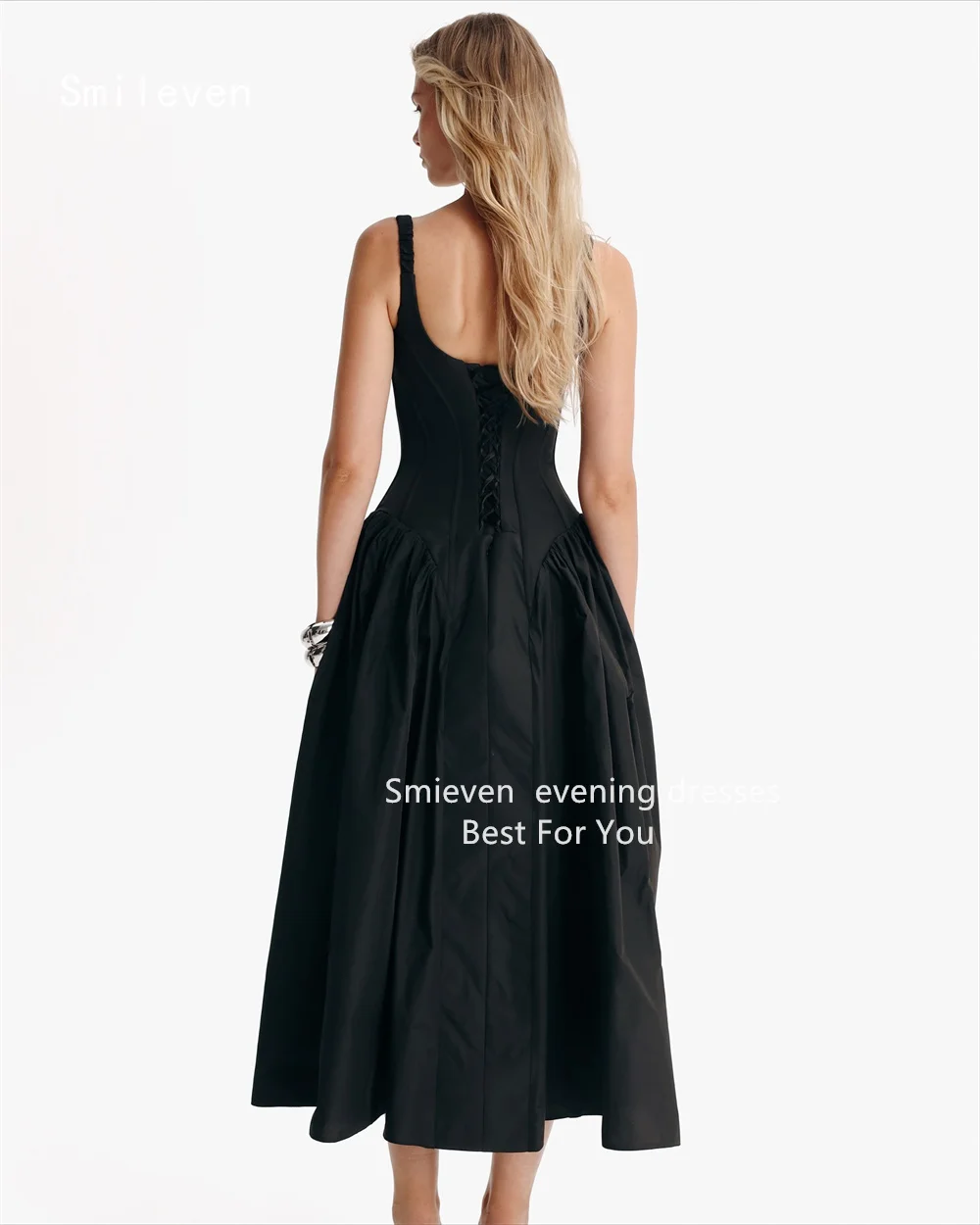 Smileven رواية أسود ألف خط فستان حفلة موسيقية السباغيتي حزام رداء حفلات الكلاسيكية مشد مناسبة رسمية فستان مخصص 2026 #2