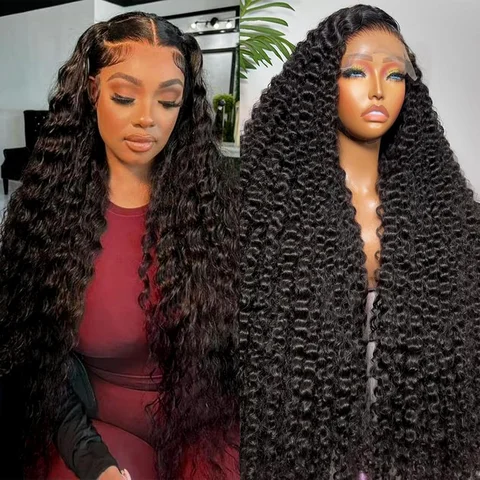 Deep Wave 36 38Inch 13x4 Lace Front Wigs Pre Plucked 13x6 Lace Frontal Wigs Human Hair Hd Transparent Lace Wig For Women Bling