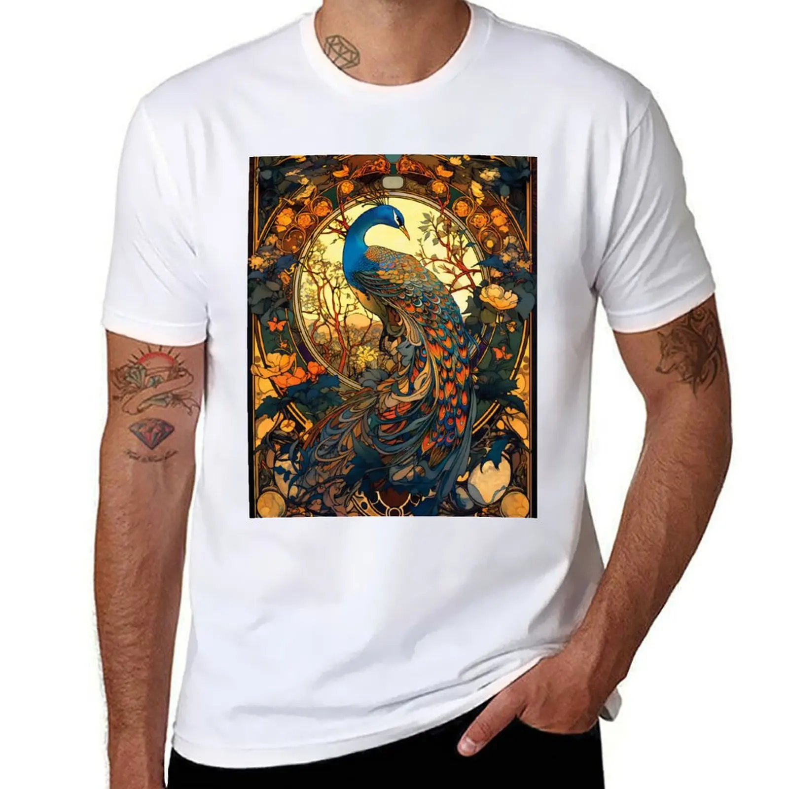 

Traditional Vintage Art Nouveau Peacock T-Shirt t shirt man designer t shirts for man graphic vintage