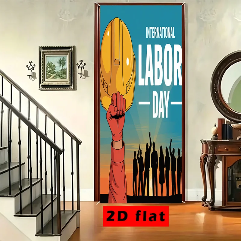 2D flat banner, 1 pack, Happy Labor Day neon sign with icon, celebrating Labor Day in the United States
