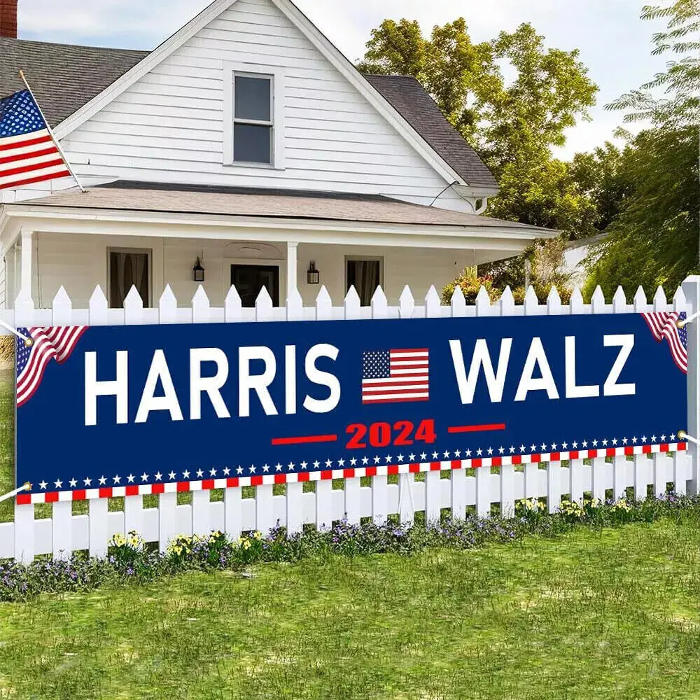 8.2Ft X 1.64Ft Large Kamala Harris Tim Walz 2024 P Banner Outdoor Flag