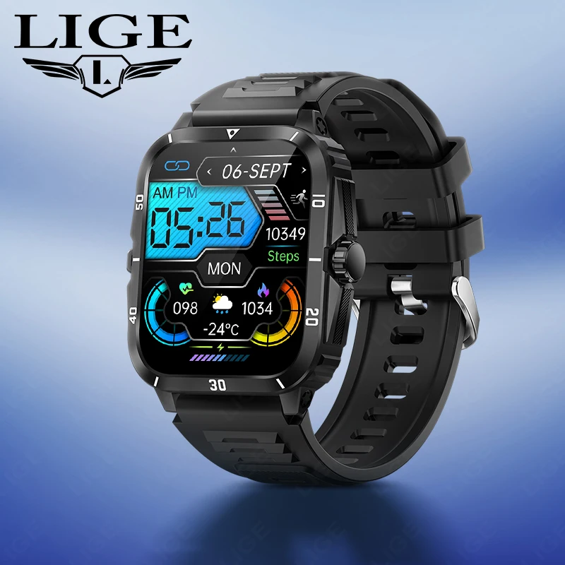 LIGE 2025 Outdoor GPS Smart Watch Motion Trajectory Men 3ATM Waterproof Watch Wireless Calling Smartwatch Sports Fitness Running