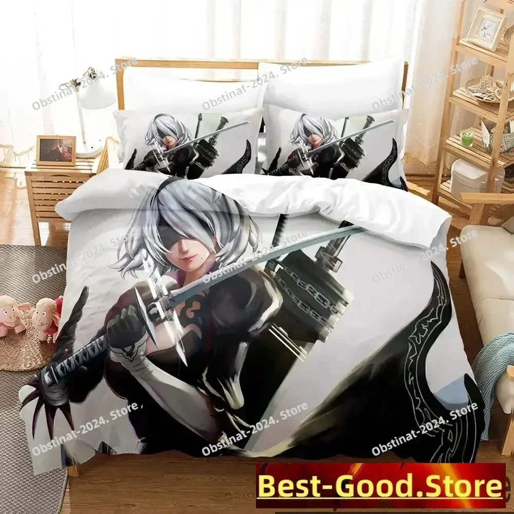 3D Anime Game NieR Automata 2B Bedding Set Printed With Pillowcase Bed Duvet Cover Soft Single Double Queen Super King Size