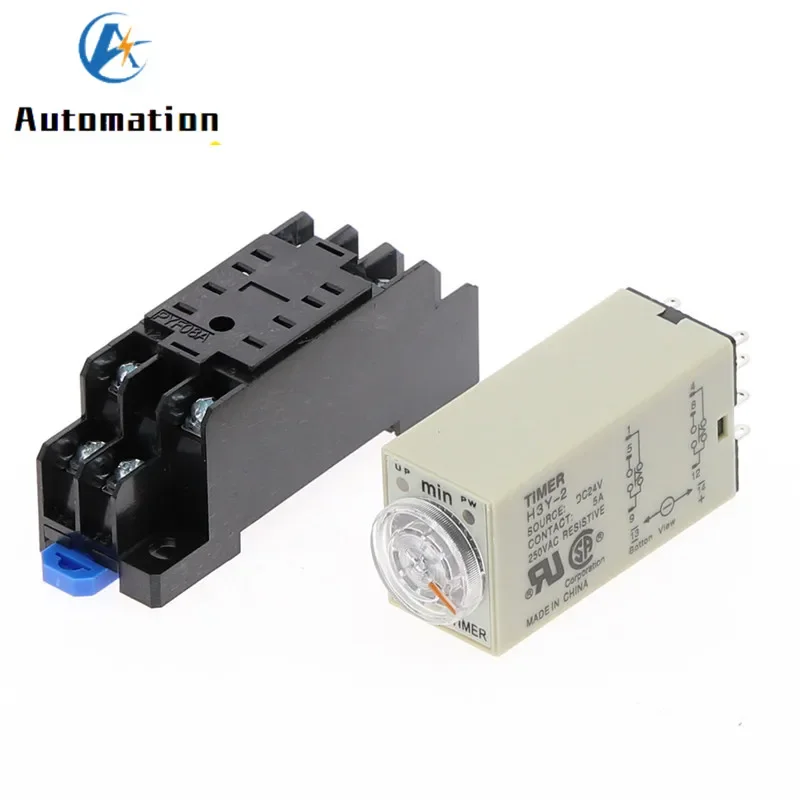 Pokrętło opóźnienia włączenia DPDT 1S/5S/10S/30S/60S/3M/5M/10M/30M Przekaźnik czasowy AC 220V H3Y-2 z gniazdem podstawowym — zdjęcie 4