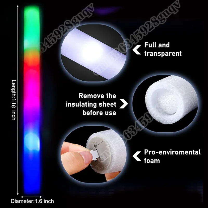 100PCs led foam glow sticks flashing glow bat tube glow in dark wedding party supplies 3 speeds flashing stick toys