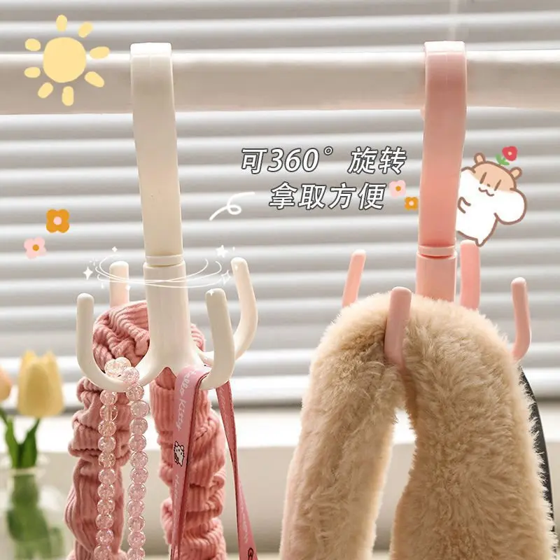 2 шт., крючок с четырьмя когтями, многофункциональная вращающаяся полка для хранения шарфов, пластиковый крючок без перфорации, толстый крючок для пальто