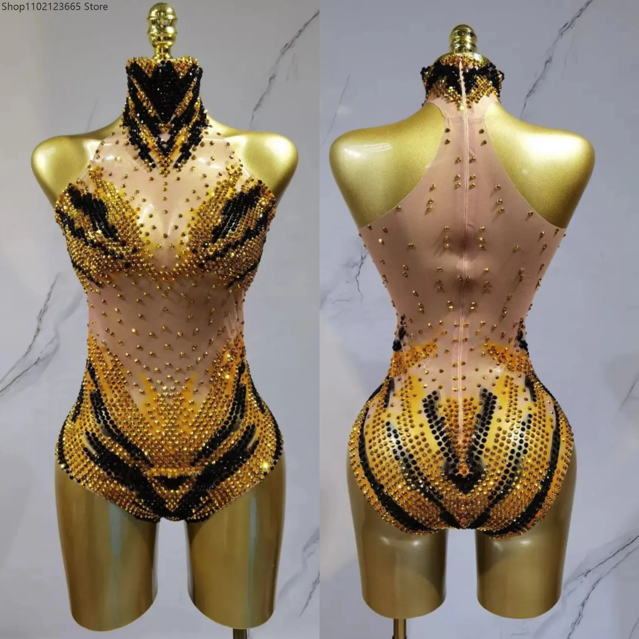 Women's Sexy Stage Performance Bodysuit Sparkly Rhinestone Tassel Jazz Dance Show Leotard Spandex Long Sleeved Jumpsuit 2026