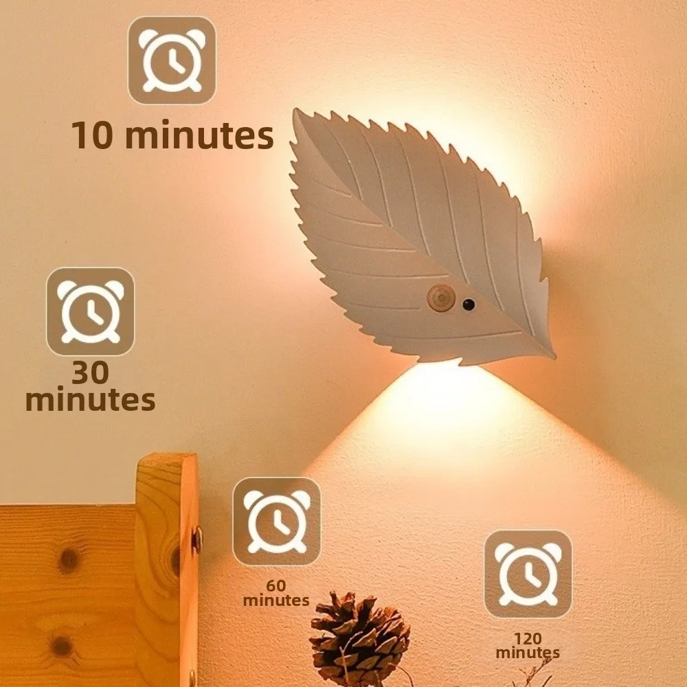 RGB/Warm Light Leaf Wall Lamp Remote Control USB Rechargeable Motion-sensing Night Light Wireless Decorative Lighting