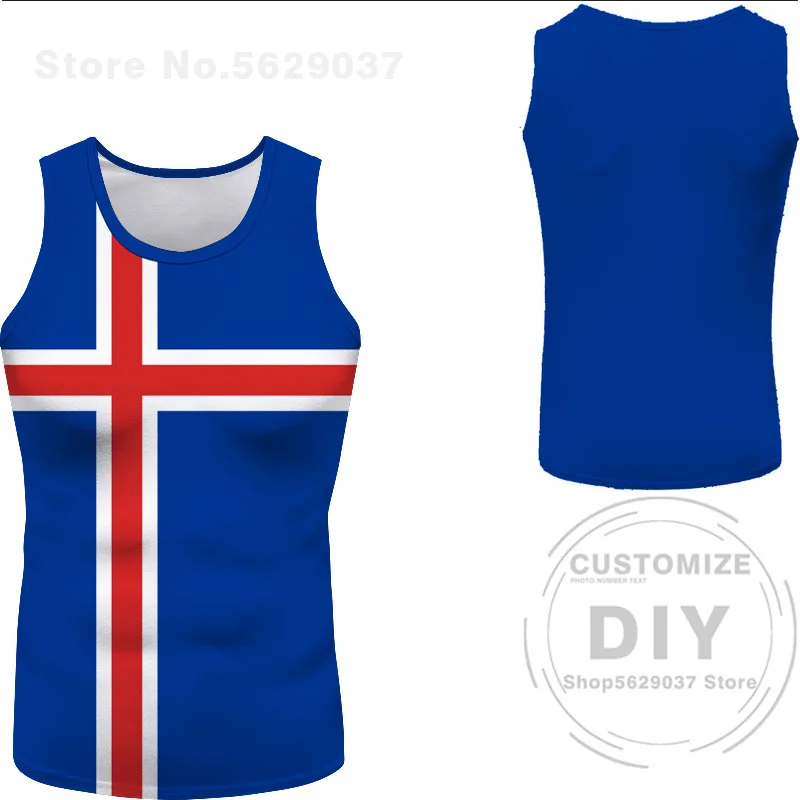 Iceland Vest Diy Free Custom Name Isl Sleeveless T-shirt Nation Flag Is Icelandair Icelandic Country College Print Photo Clothes