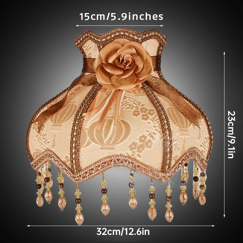 New European Home Lamp Shade Vintage Highend Fabric Beads Lace Floral Wall Lamp Table Lamp Floor Lamp Dust Cover Home Decoration