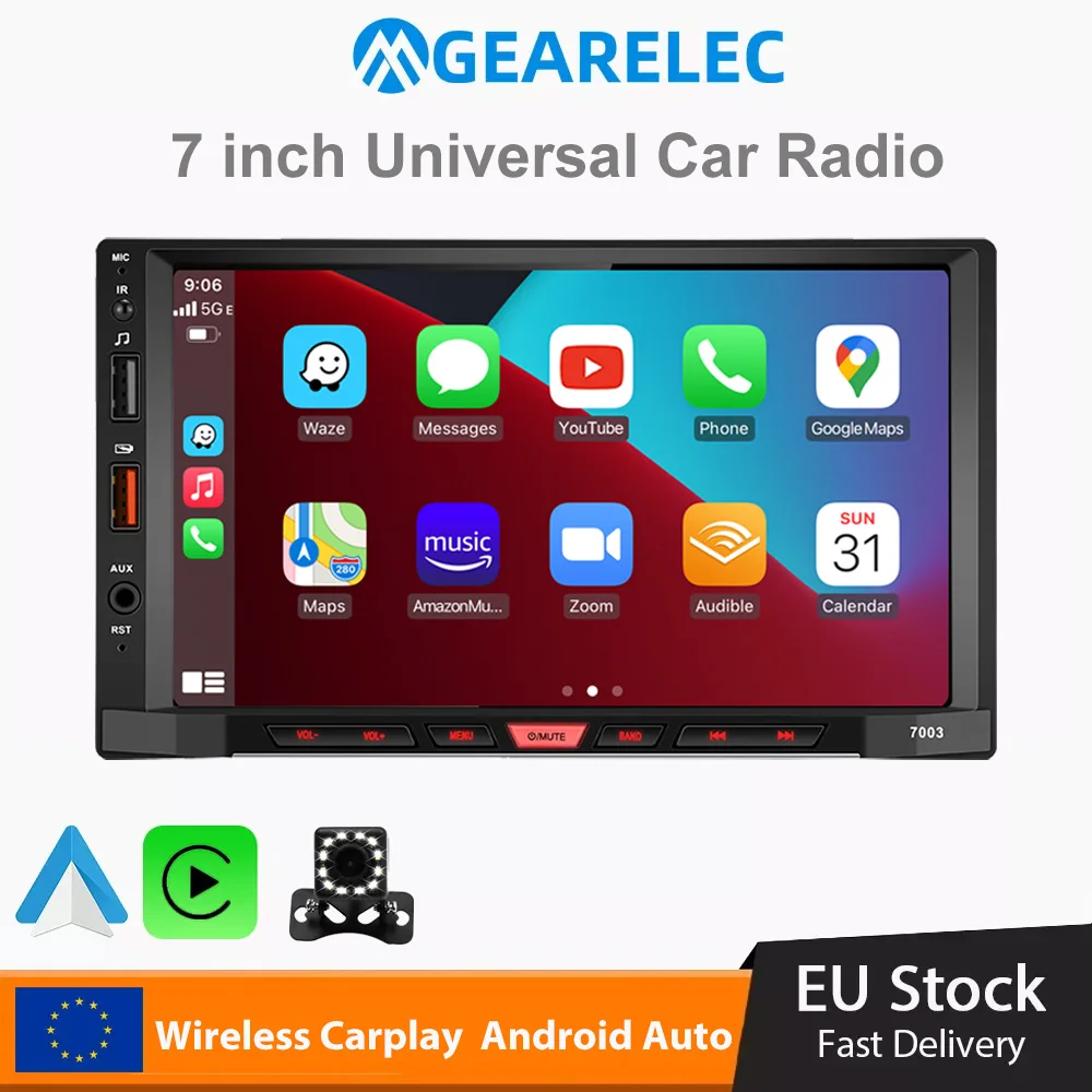 Android 11 Universal 7inch2Din Wireless CarPlay Android Auto Car radio with Bluetooth WiFi GPS Navigation FM Multimedia player