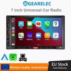 Leitor multimídia universal para carro, CarPlay sem fio, rádio automático com Bluetooth, WiFi, navegação GPS, FM, Android 11, 7in, 2Din