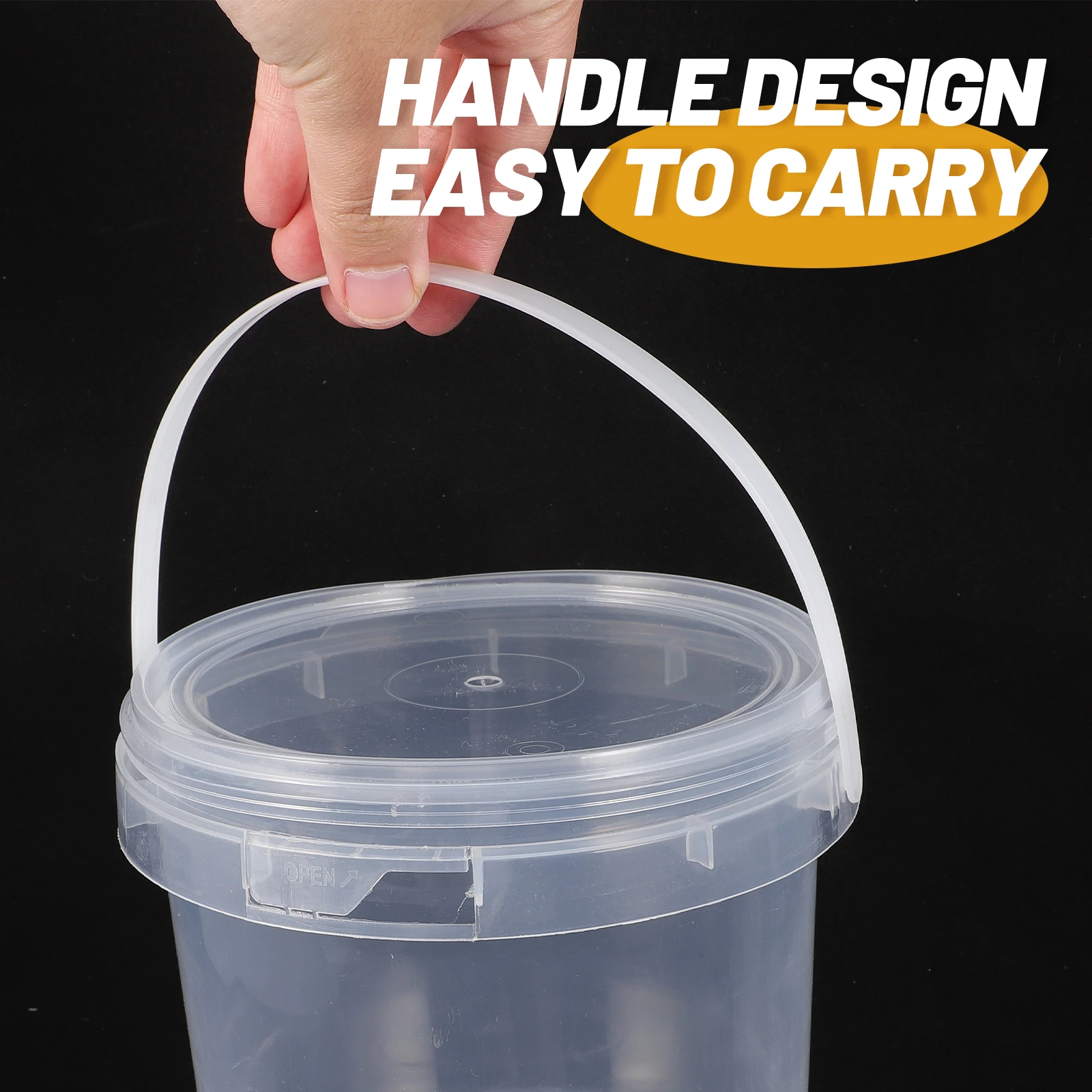

2 pcs Plastic Pcs Food Grade PP Storage Container Lid Handle Home Use Bucket Clear Home Kitchen Toy Snack Storage Bucket