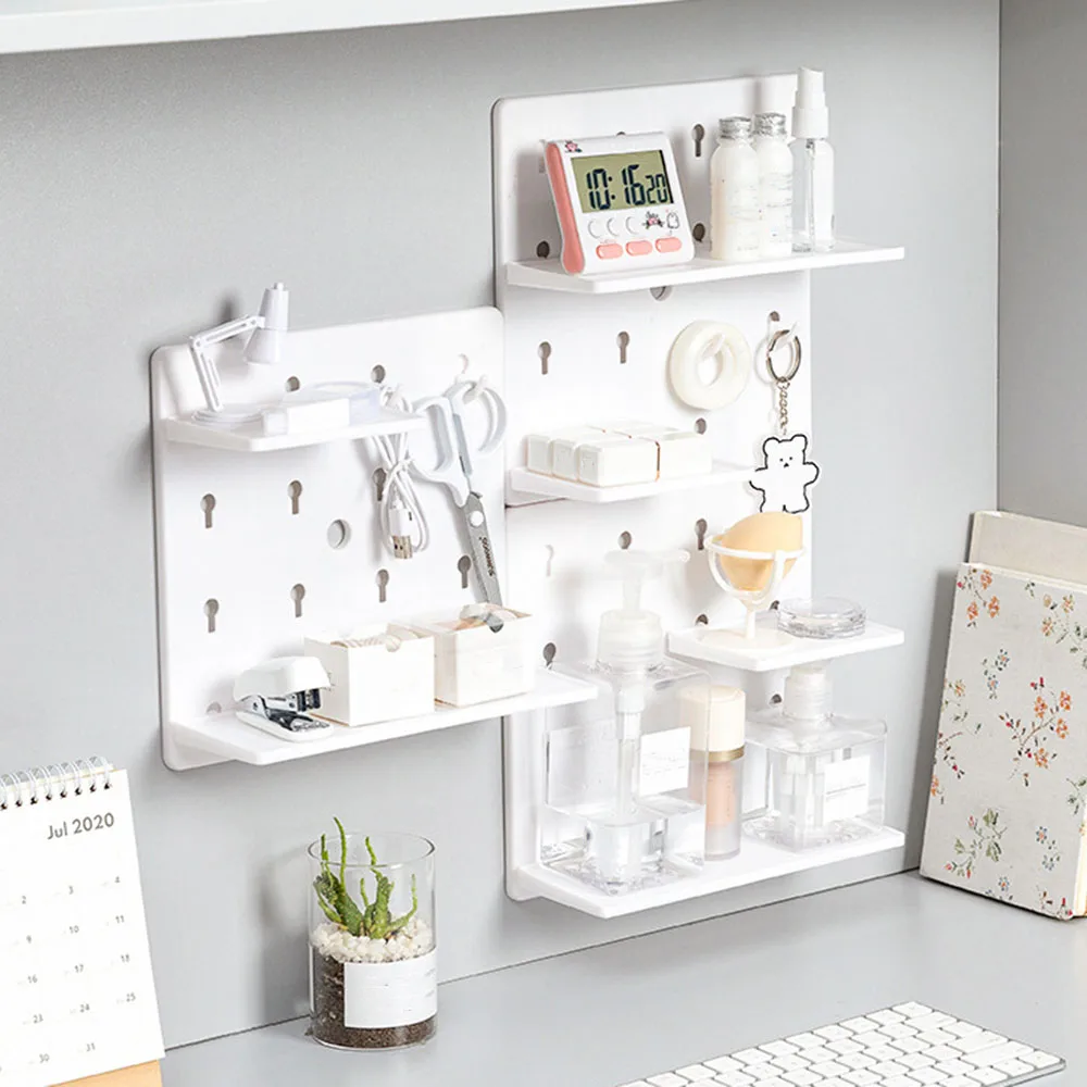 Home Punch-free Wall-mounted Hole Board Storage Rack Student Dormitory Organize Desktop Wall Hole Board Storage Rack