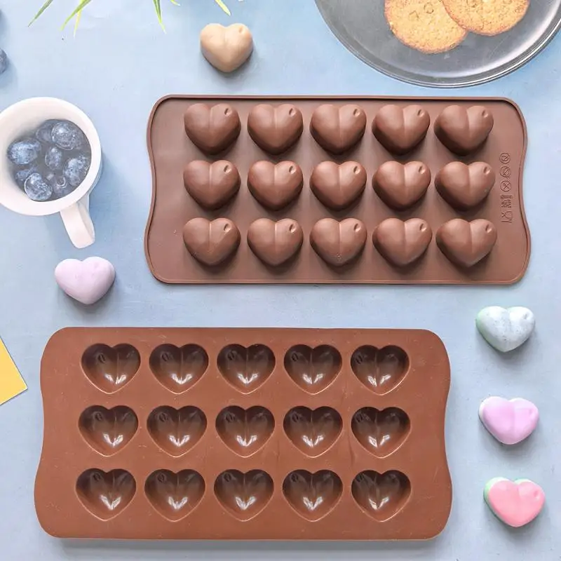 New 15 Cavity Love Silicone Chocolate Mold Heart Candy Jelly Baking Ice Cake Mould Candle Soap Making Valentine's Day Gifts