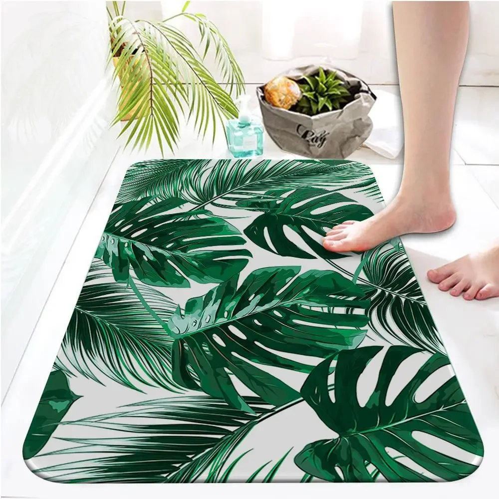 Tropical Palm Leaf Cactus Monstera Decoration Kitchen Door Mats 50x80 Velvet Carpet Doormat Indoor Floor Bathroom Anti-Slip Rug