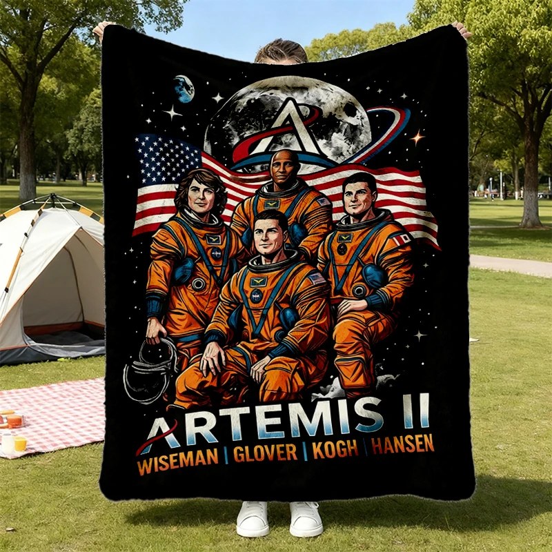 Artemis II 2026 Rocket Launch Flannel Blanket, Artemis 2 Journey Around The Moon, Space Enthusiast Gift, Mission