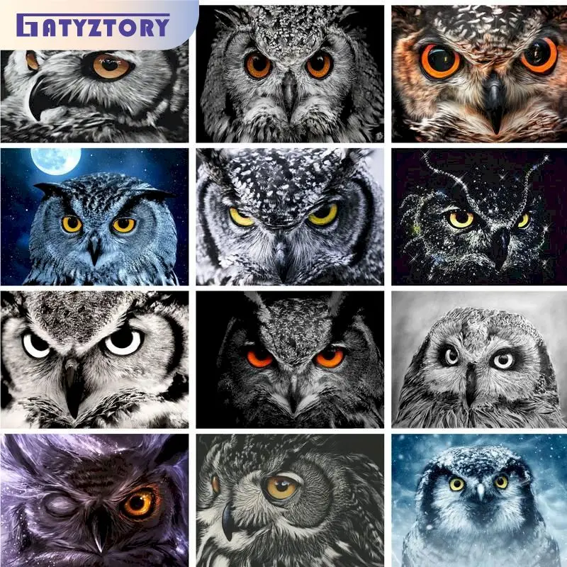 

GATYZTORY Vintage Painting By Numbers On Canvas Owls Animal Drawing On Number Diy Crafts Wall Decor Gift Picture Paint For Adult