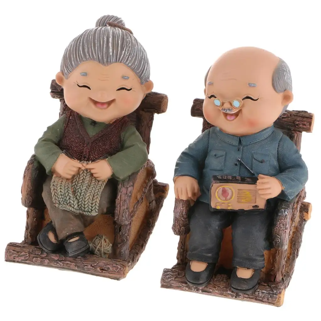 Old Couple Ornament Old Man Granny Home Decoration 12 Type for Choice