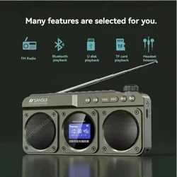 SANSUI F28 Dual Speaker Wireless Bluetooth Radio for the Middle and Elderly Dedicated Lyrics Display Portable Recording TF USB