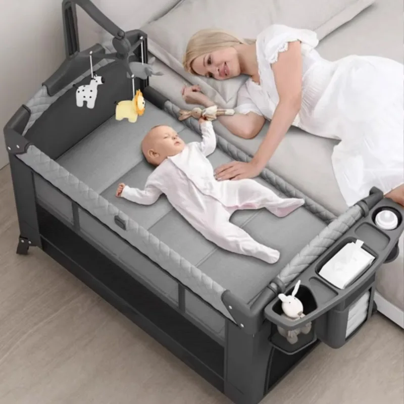 Foldable Portable Child Fence Baby Fence Crib Travel Cot Baby Play with Side Door
