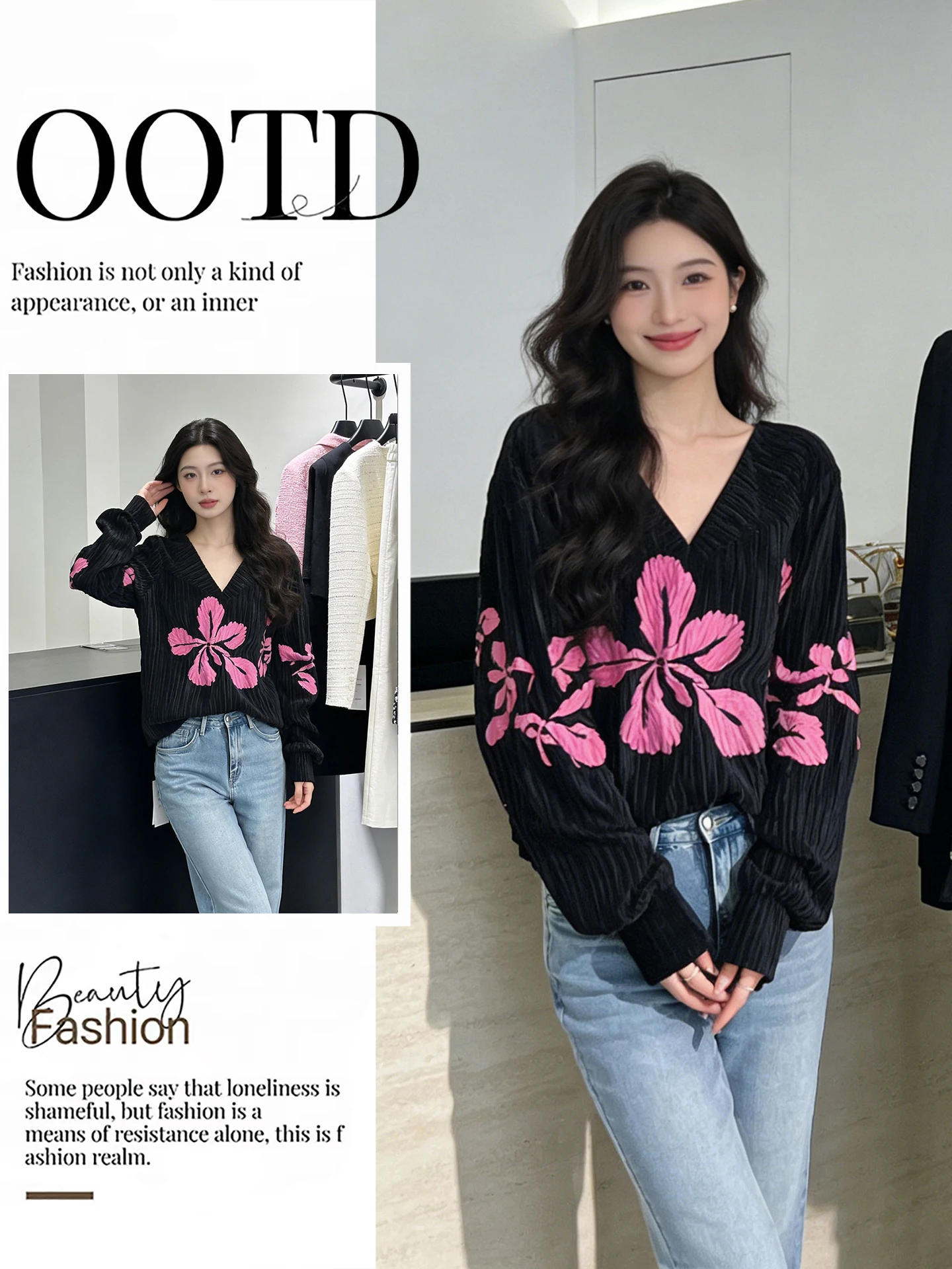 

Женская основа Ele Bla с принтом Long Sve Base irt Faion 2022, осень-зима, новинка Sle V-Ne, полиэфирное волокно для поездок на работу Sle