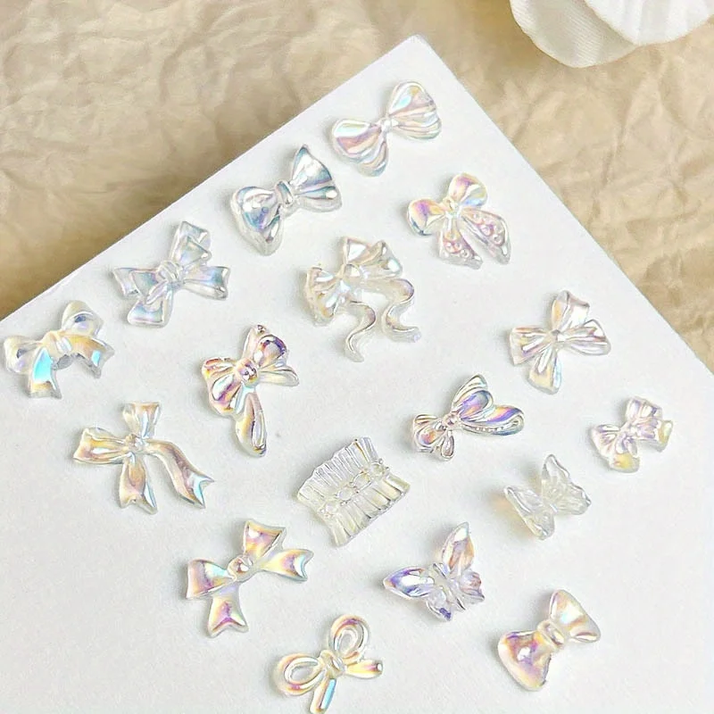 50pcs Resin Butterfly Nail Art Jewelry Bow Tie Streamer Wearing Nail Ice Through Hairpin Phone Case Decorations Diy Accessories