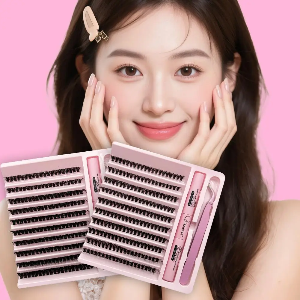 30D/40D/50D Cluster Lashes Kit – Lash Bond and Seal, Makeup Tools DIY Lash Extension Set with Glue Accessories and Eyelash Curle