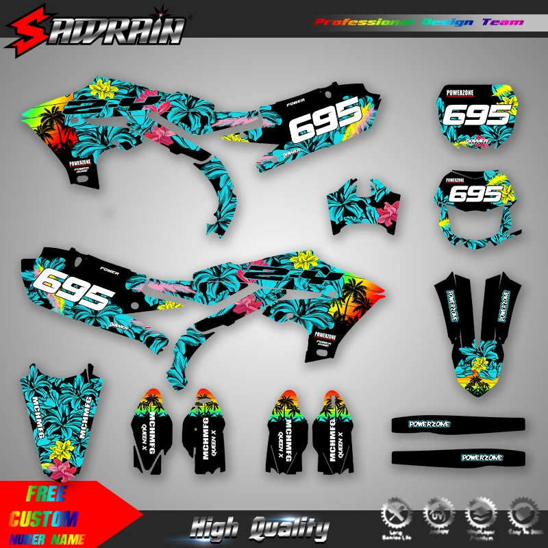 Sawrain Motorcycle Sticker Custom Team Graphics Decals Kit For YAMAHA 19-23 YZF250 18-22YZF450 19-22 WRF450 20-23 WRF250