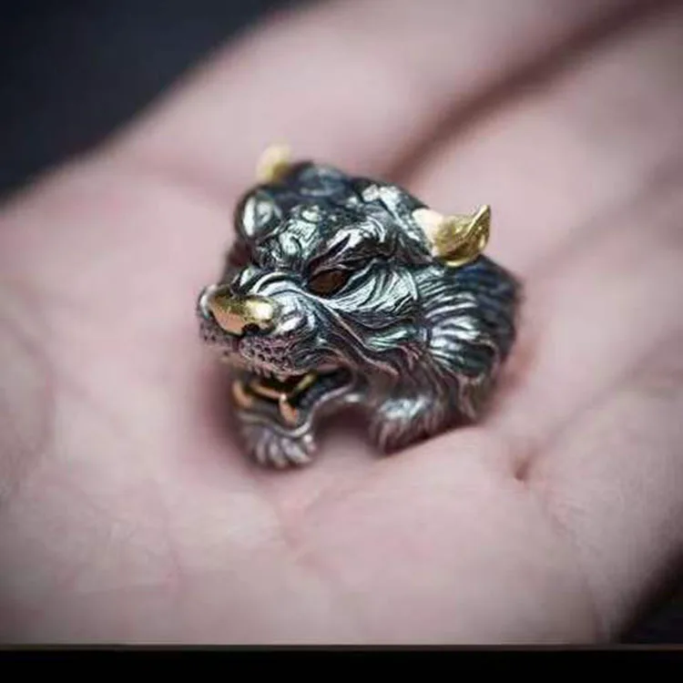 Retro Tiger Ring Unisex Domineering Personality Fashion Adjustable Ring Couple Ring Gift