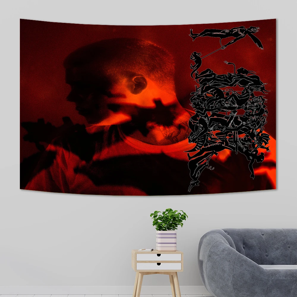 333 Bladee Tapestry Wall Hanging Art Posters For Bedroom Hip Pop Music Album Meme Tapestrys Party Backdrop Home Decoration kpop