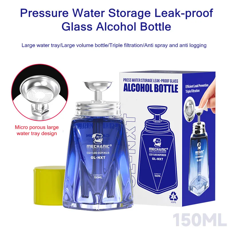 MECHANIC GL-NXT Press Water Storage Glass Alcohol Bottle Leak-proof  Large Water Tray Microporous Filtration Liquid Dispenser