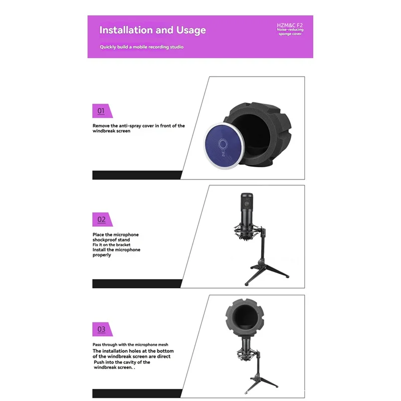 F2 Soundproof Vocal Recording Filter Acoustic Sponge Wind Screen Windscreen Microphone Screen