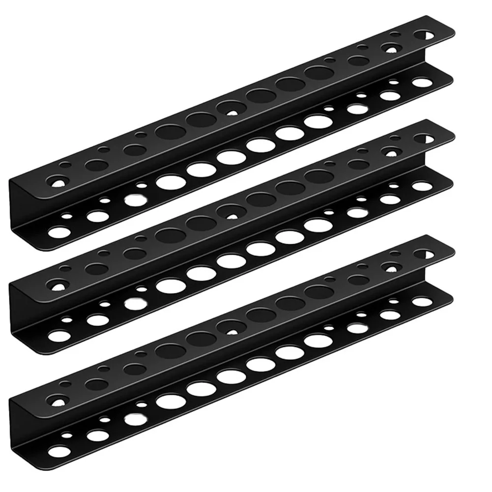 Carbon Steel Wall Mounted Tool Rack Set of 3 with 3 Hole Size Categories Designed for Practical Hand Tool Storage in Workspaces