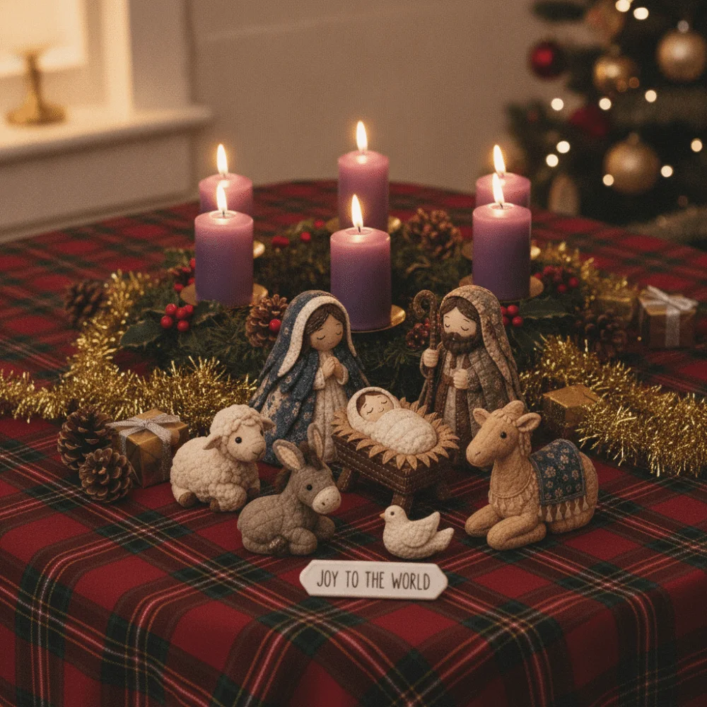 Pre-Cut Fabric Quilted Nativity Patchwork Kit with Assembly Guide Beginner Friendly Quilted Fabric Nativity Set Handmade DIY