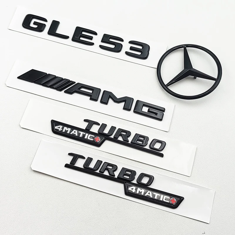 3D ABS Black Logo GLE53 Turbo 4matic Emblem Car Trunk AMG Badge Rear Star Sticker For Mercedes Benz GLE45 AMG W167 Accessories