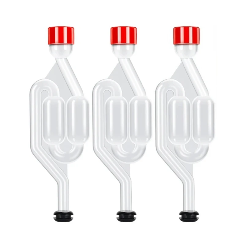 Bloques de aire en forma de S de 1/3 Uds., esclusa de aire de fermentación tipo S, esclusa de aire de doble burbuja con ojales para vino, cerveza, sin BPA, grado alimenticio