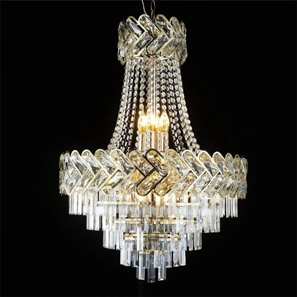 2pcs  Luxury French Style Clear Acrylic Strip Pendants Franti Chandelier Hanging Lamp for Wedding Hall Home Living Room Villa
