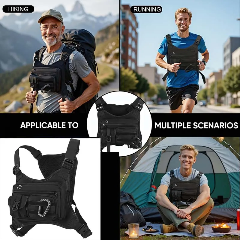 Unisex Tactical Outdoor Chest Bag EDC Vest Workouts Sports Chest Pack Rig for Men And Women Running Cycling Outdoor Hiking Trips