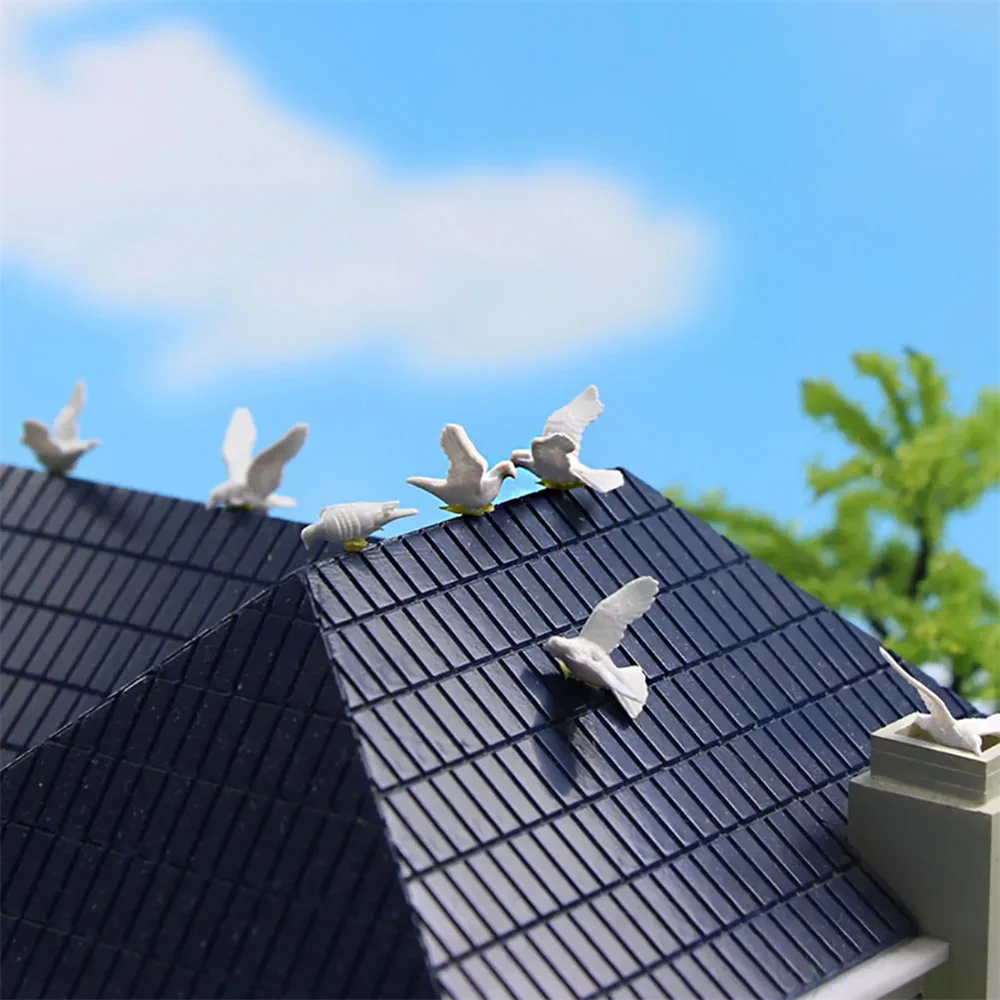 5PCS Miniature White Dove Model Pigeons Birds Red-Crowned Crane Toys DIY Dollhouse/Garden/Farm/Zoo Scene Materials Dioramas