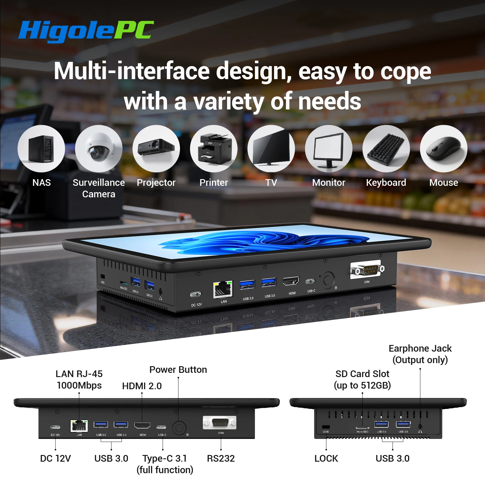 Higole F10 Pro 10.1'' 팬리스 미니 PC 인텔 N5095 윈도우 11 WiFi5 8GB 128GB 5000mAh 4K RS-232 노트북 데스크탑 미니 컴퓨터