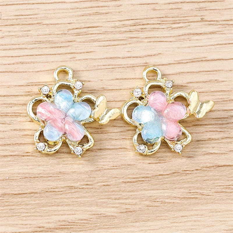 5 قطعة 17x17 مللي متر حساسة كريستال زهرة Charms المعلقات لصنع المجوهرات انخفاض الأقراط القلائد أساور Crafts بها بنفسك الحرف اكسسوارات