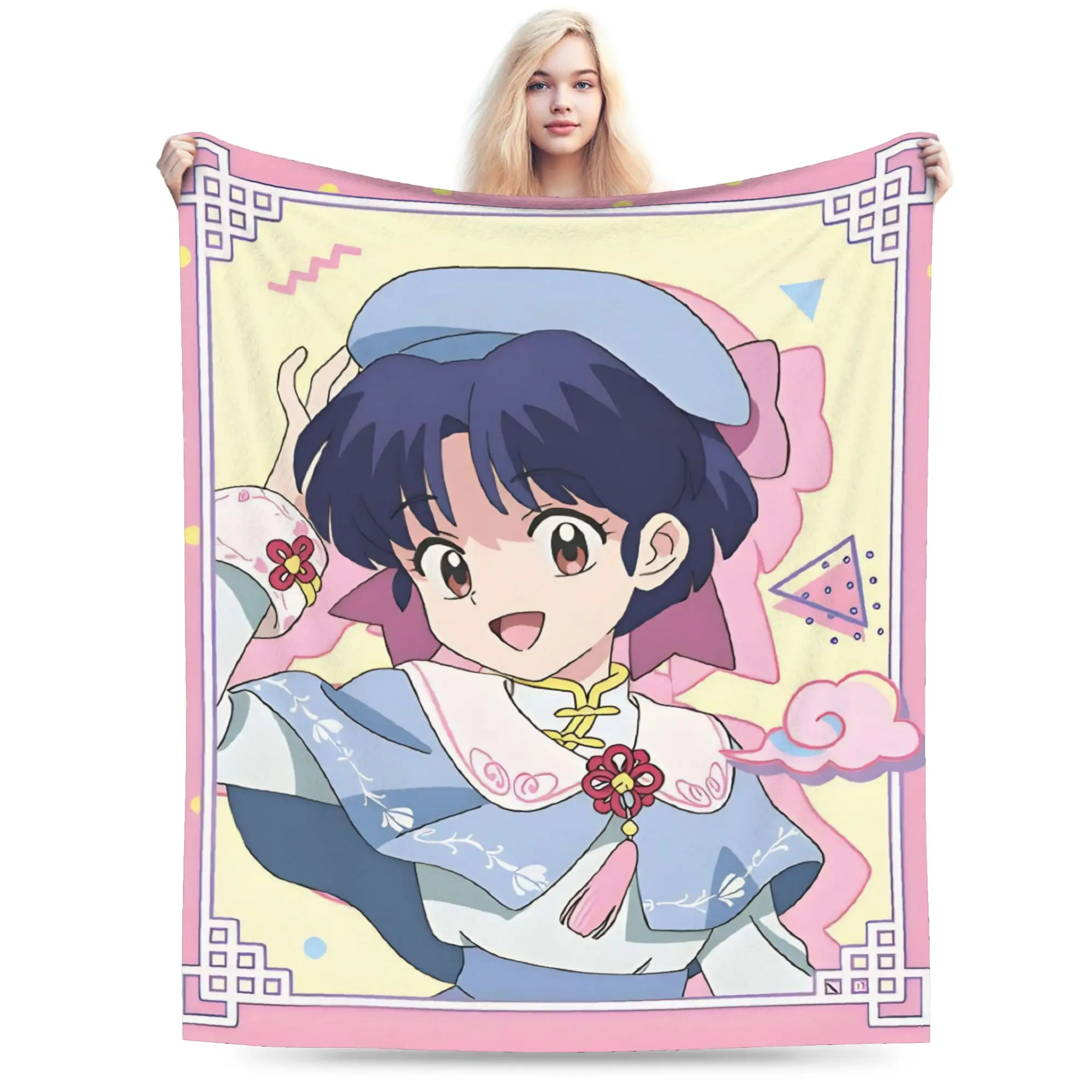 Ranma Japanese Anime Blanket Fleece Decoration  Multi-function Super Warm Throw Blanket for Home Bedroom Plush Thin Quilt