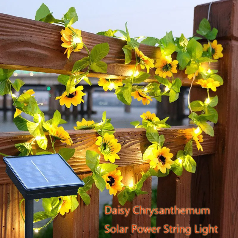 

Chrysanthemum Solar Lights Hanging Vine Garland Lights For Home Garden Christmas Thanksgiving Wedding Party Decorations 2022