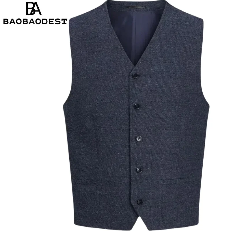 

Men's Formal Suit Vest - Classic Business & Wedding Waistcoat, Vintage Cotton Blend, Slim/Regular Fit, Elegant Tailored Jacket,
