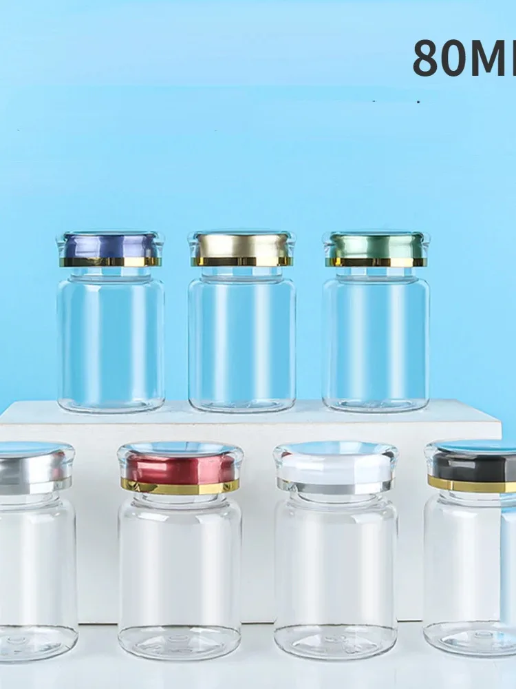 Pet 80ml Transparent Plastic Jars For Spices Small Bottle Capsule Medicine Candy Travel Empty Cosmetic Container 10PCS